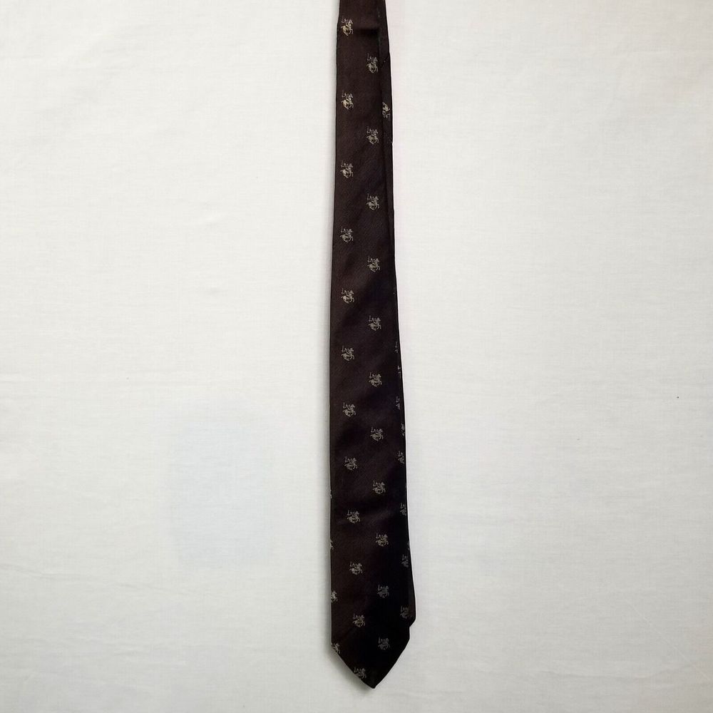 Vintage Tergal Neck Tie Brown With Polo Riders